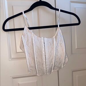 White Lace Camisole Corset, Cropped - Going Out Top